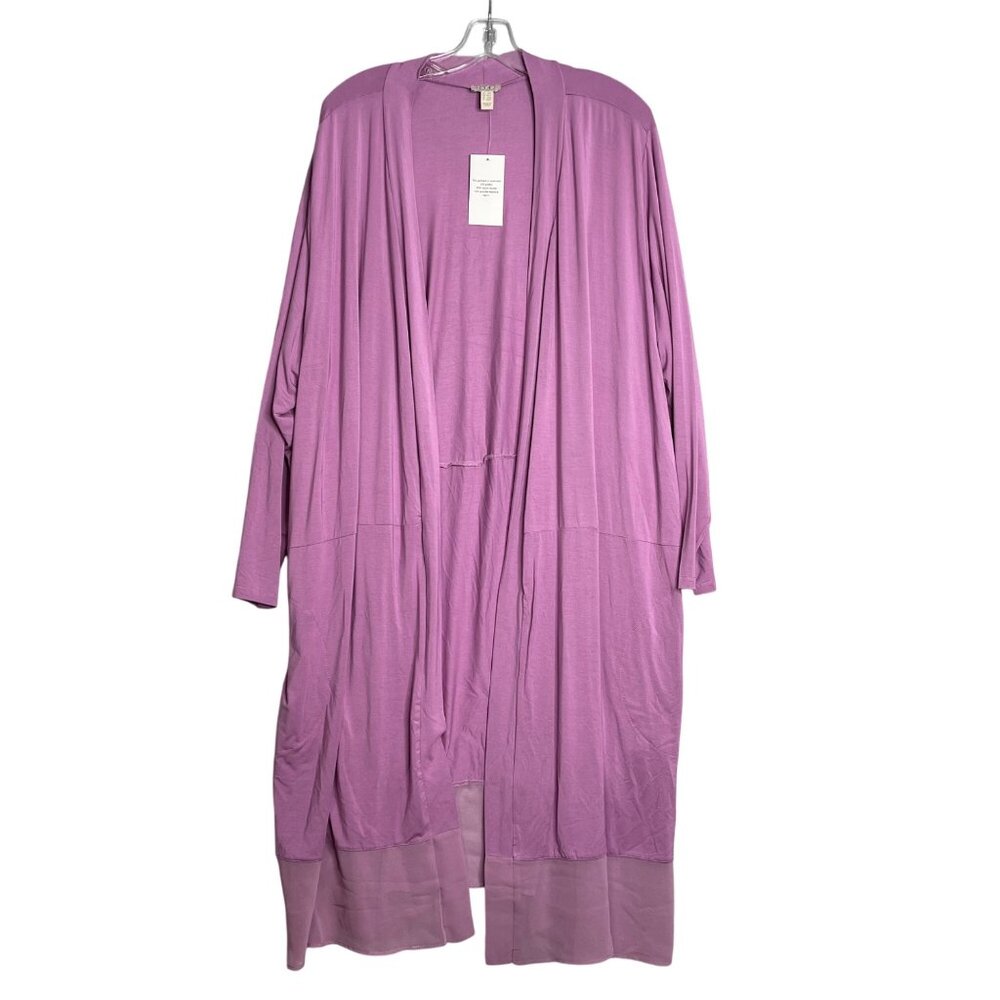 Logo By Lor Goldstein Leticia Open Front Long Line Cardigan Womens 4XP‎ Purple